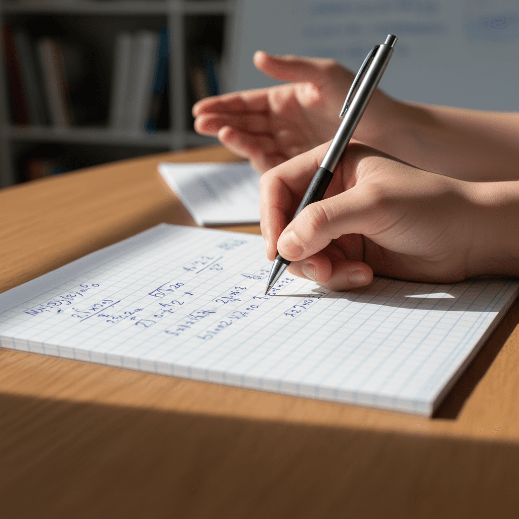 Student writing in a notebook